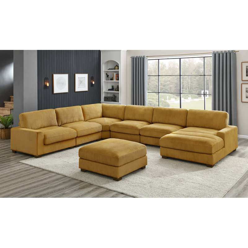 Wade Logan® Azuri 7 - Piece Upholstered Sectional & Reviews | Wayfair